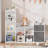 Kids Bookshelf 44.1in Width Toy Storage Organizer with Reading Nook White Bookcase Seat Cushion Wooden 6-Cubby Storage Bench 2 Drawers Toddler Cabinet Shelf for Kids Room, Playroom, Nursery