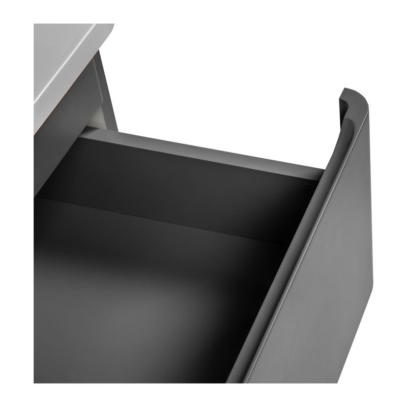 Gray Matt Single Bathroom Vanity with Ceramic Top and Mirror