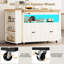 Îlot de cuisine roulant avec table pivotante, chariot de cuisine de 84 po avec lumières à DEL, prise de courant, armoire de rangement mobile avec plateau latéral sur roulettes, pour la cuisine, le salon, le bar personnel-129483880
