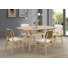 Ensemble de salle à manger 5 pièces en bois Aria avec pieds sculptés et chaises rembourrées