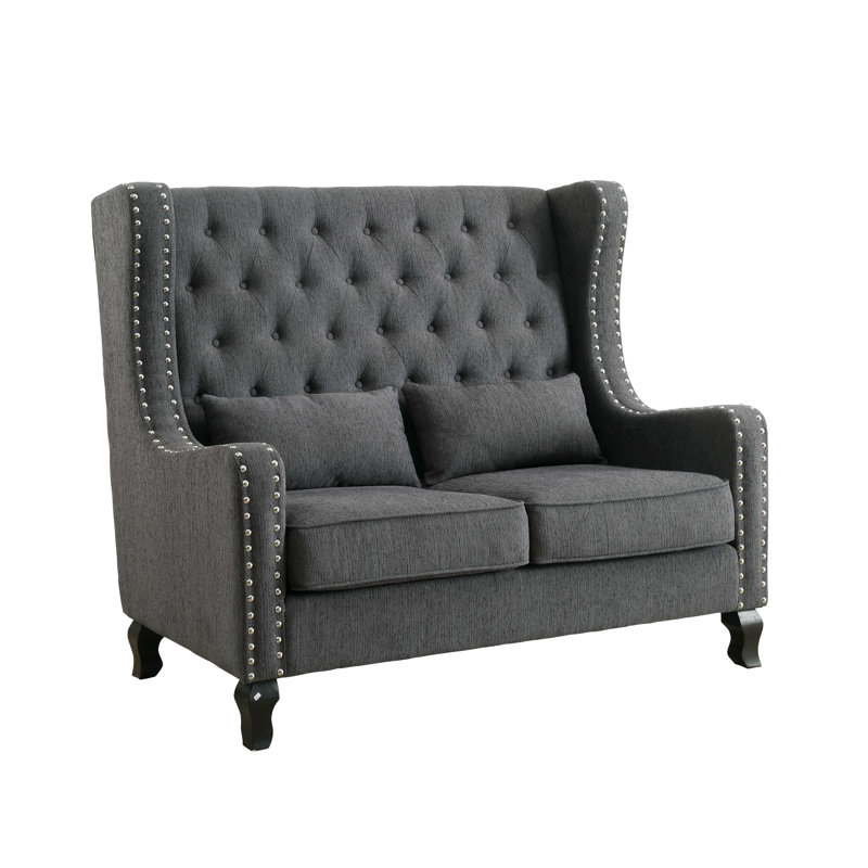 Buckler Upholstered 56.75 " Linen Loveseat, Gray