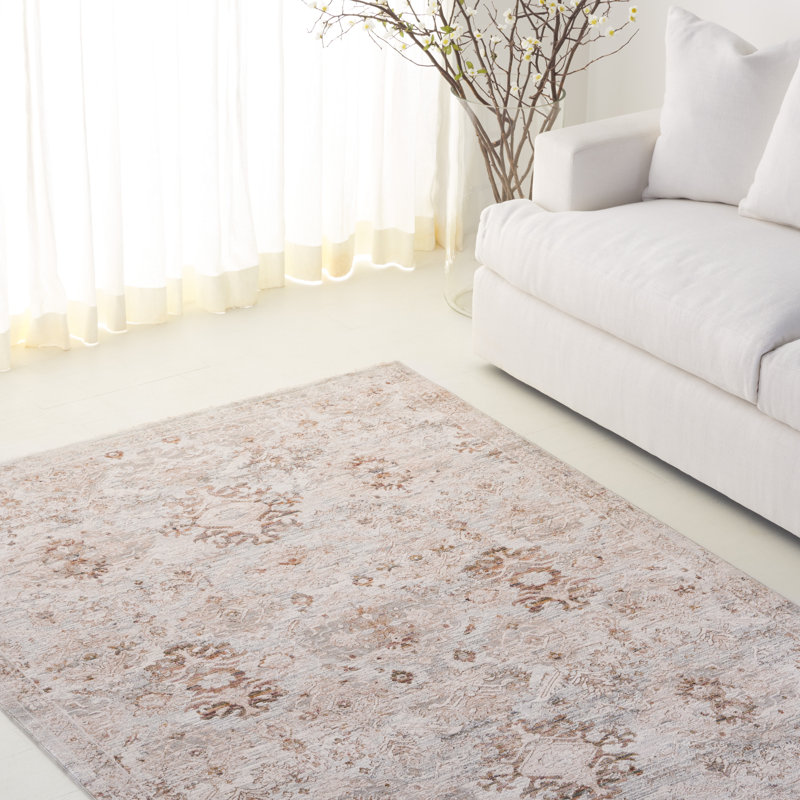 Oriental Area Rug in Taupe/Gray Blue, Rectangle 2'6" x 4'