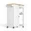 Modern Solid Wood Top Kitchen Island, Large Rolling Kitchen Cart with Drawers and Cabinet, Mobile Kitchen Table with Hooks & Towel Rack, Locking Casters-949392972