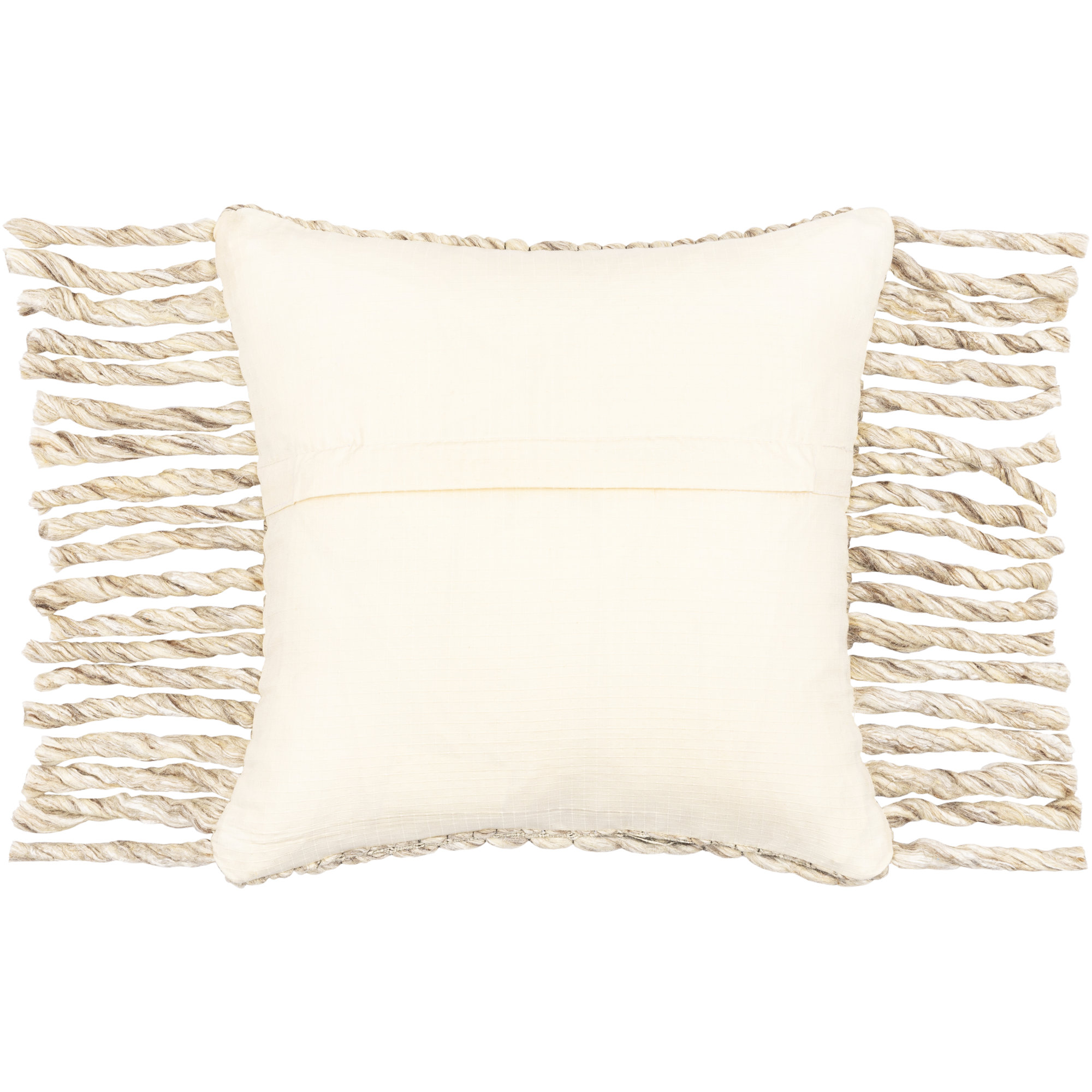 Cormac Tassels Wool Throw Pillow, Brown/Beige/Off-White, 20" x 20", Down