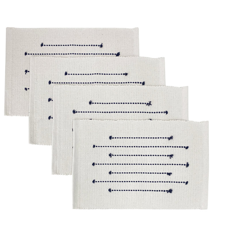 Anae Cotton Striped Rectangle Placemat, Black/White