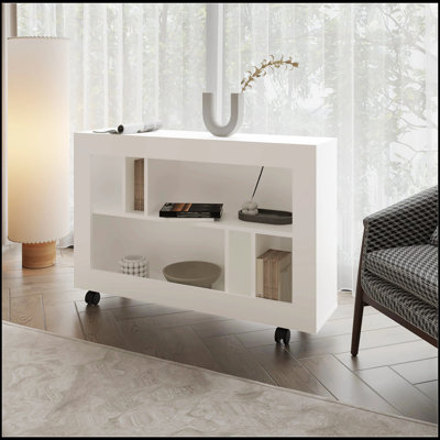Console en mélamine avec rangement ouvert