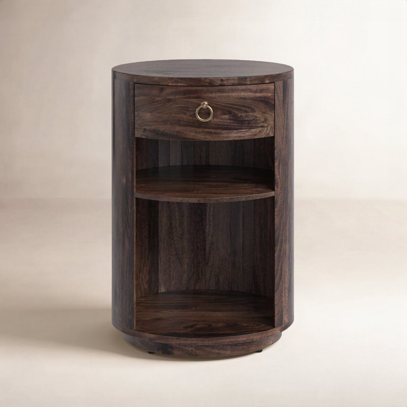 Aviel Drum End Table with Storage