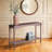Brown Wood Console Table With Turned Spiral Legs And Lower Shelf for Living Room Entryway Decor