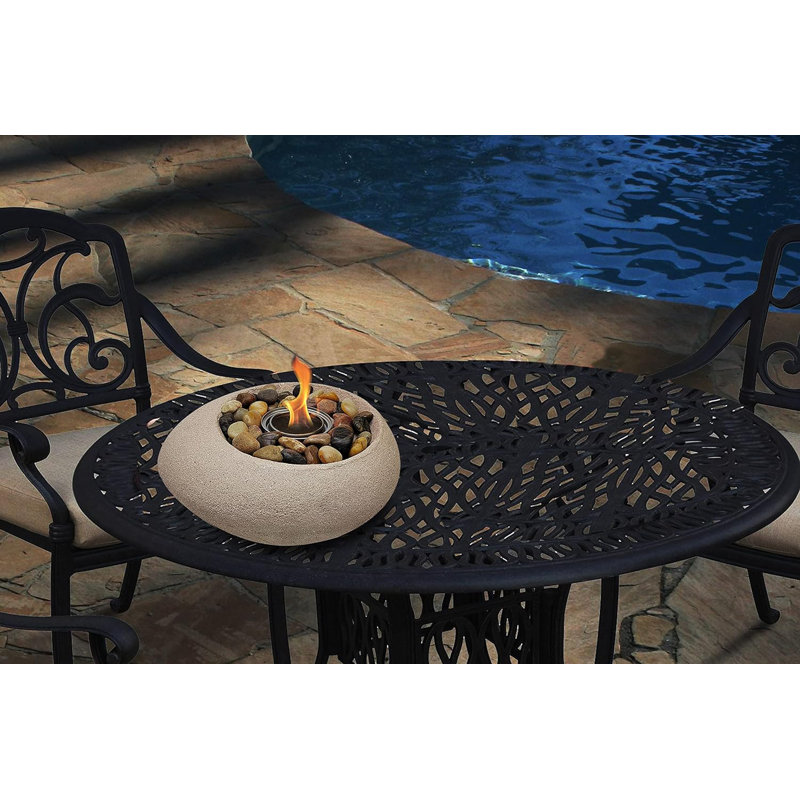 Nature's Mark Oval Stone Concrete Ethanol Indoor & Outdoor Tabletop ...