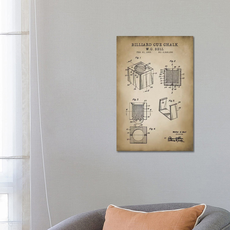 Billiard VII by PatentPrintStore - Wrapped Canvas Print, 66.04 cm H x 45.72 cm W x 1.91 cm D