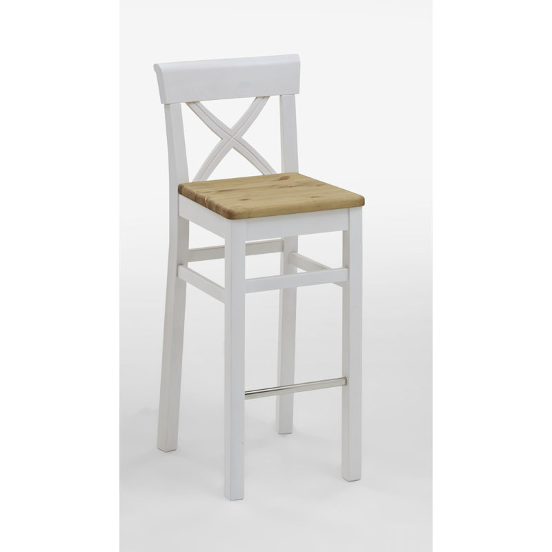 Polebridge Solid Wood Counter Stool, White, Leach-coloured