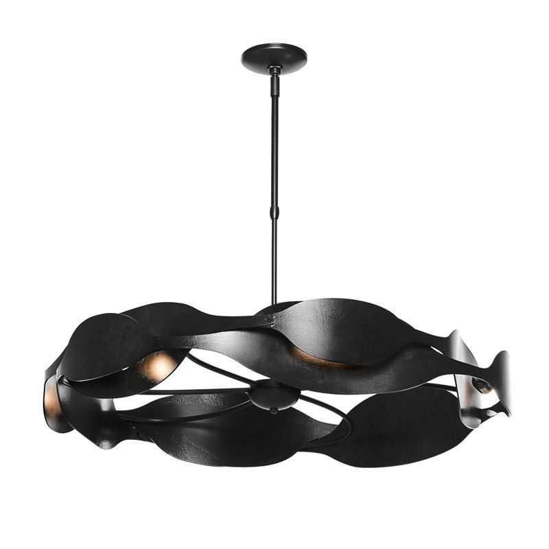 Waves 6 - Light Wagon Wheel Pendant, Black