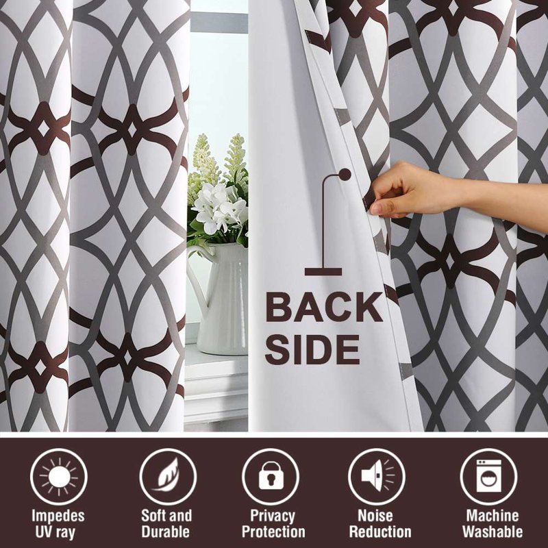 Blackout Curtains Printed Design 2 Panels Set Thermal Insulated Curtains for Bedroom Living Room Geometric Modern Grommet Window Drapes