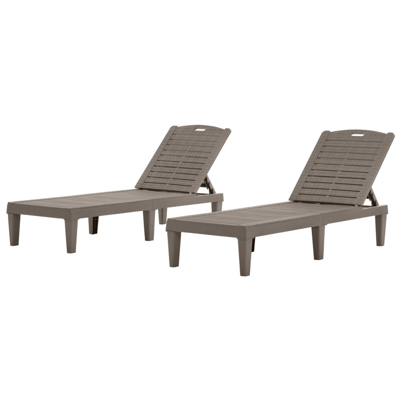 Chaise longue 2 pièces avec dossier réglable, Marron clair