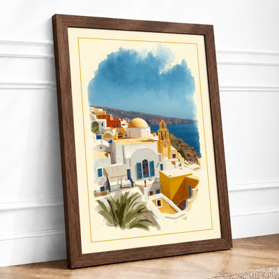 Mediterranean Village Coastal - Framed Print