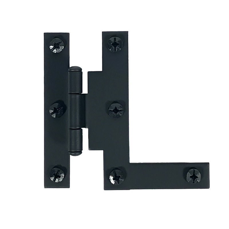 Black Smooth Iron 3" HL Cabinet Hinge with Screws