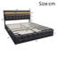 Solid Wood and Iron Lift Up Storage Bed Frame-1978890510