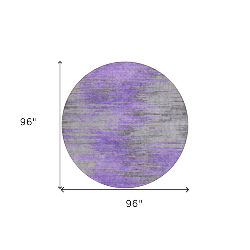 Tapis d'intérieur rond lavable abstrait gris et gris anthracite 8 pi
