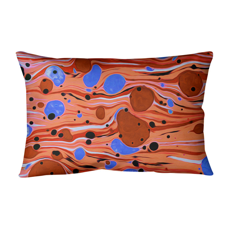 Coussin Swirls, 14 po x 20 po, Pas de bourre, Orange/bleu