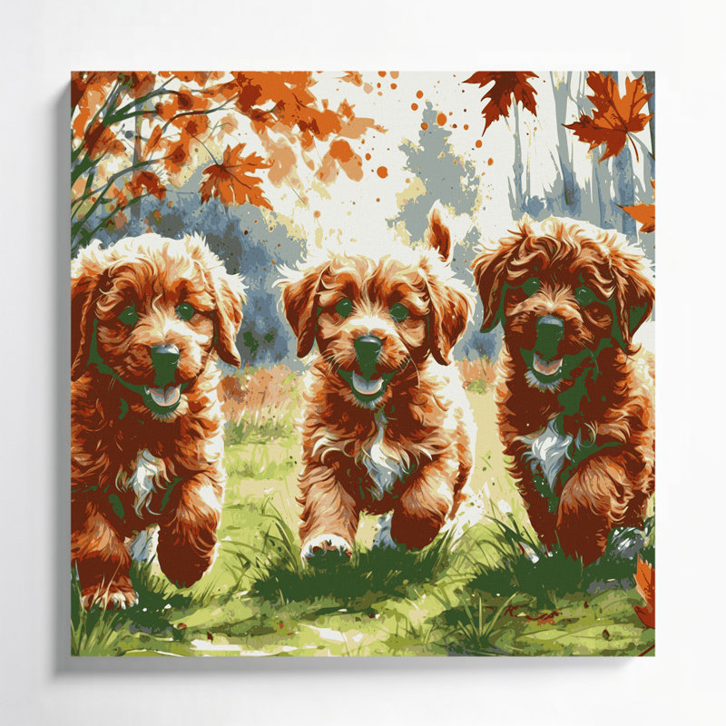 «Dogs Lagotto Romagnolo», art mural sur toile brune, H 12 po x l 12 po