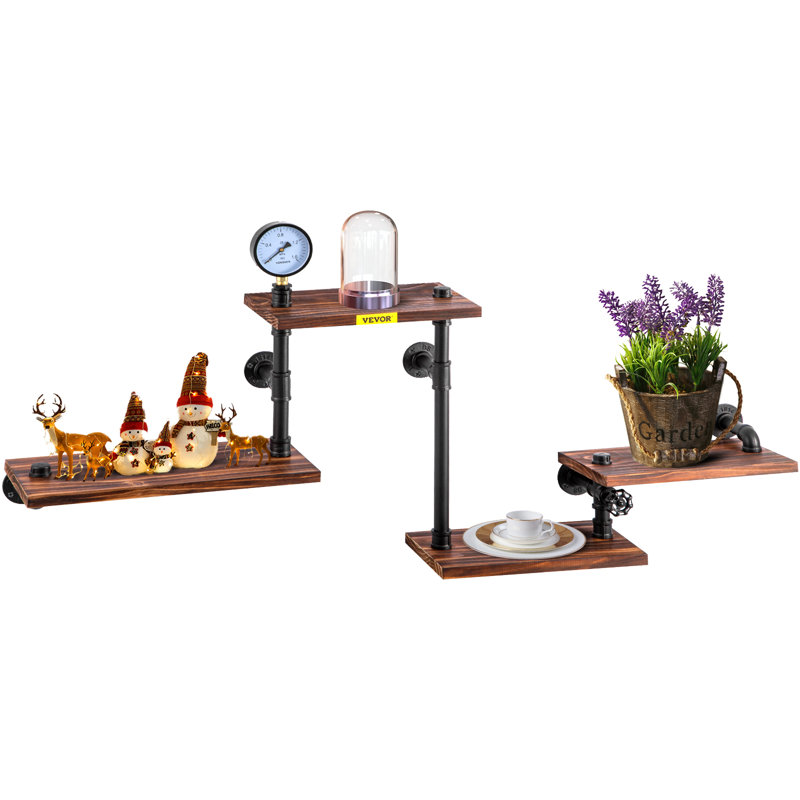 Jennise 4 Piece Solid Wood Floating Shelf with Straight Brackets