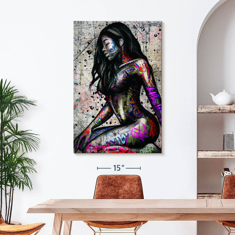 Séduction africaine sur toile, H 45 po x l 30 po x P 1,25 po