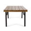 Table basse d'extérieur rectangulaire en bois d'acacia avec pieds en fer noir, centre de table en teck