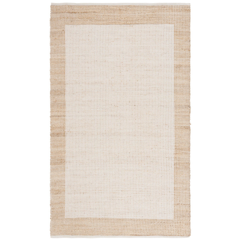 Natural Fiber Handwoven Jute & Cotton Geometric Rug in Natural/Ivory, Rectangle 3' x 5'