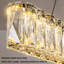 Luminaire suspendu de luxe linéaire en cristal pour salle à manger, luminaire suspendu à DEL tricolore à intensité variable pour îlot de cuisine et bar-129470516