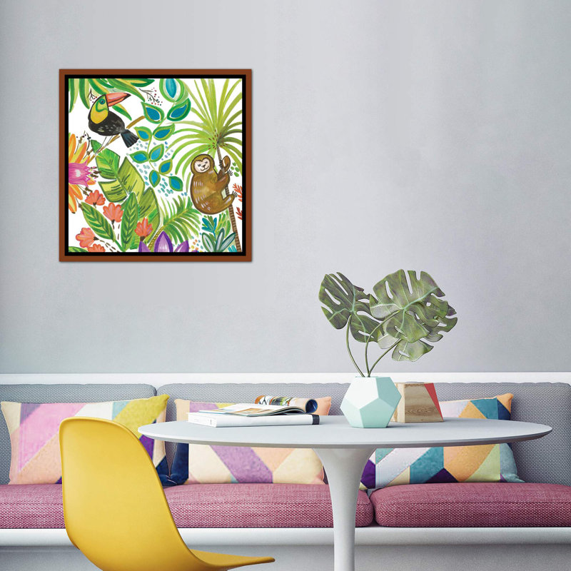 Art tropical encadré, H 18 po x l 18 po x P 1,5 po, Toile avec cadre en bois classique