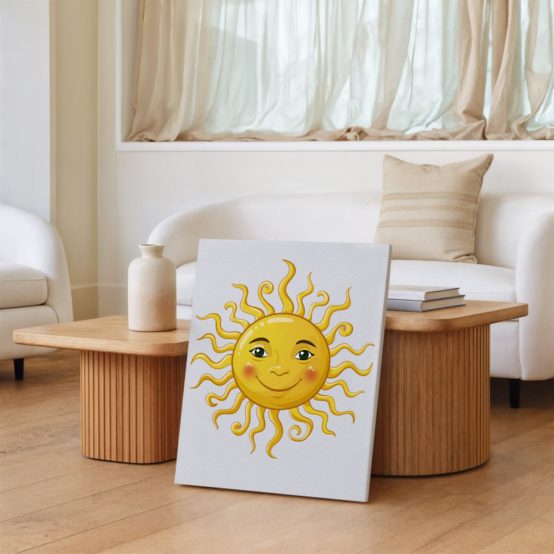 Reproduction d'art sur toile, "Un soleil éclatant et fantaisiste avec un visage souriant", H 20 po x l 20 po