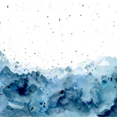 Modern Ombre Navy Blue Watercolor Wallpaper Mural, Abstract Coastal Gradient Wall Art For Living Room Bedroom Dining Room Office Decor