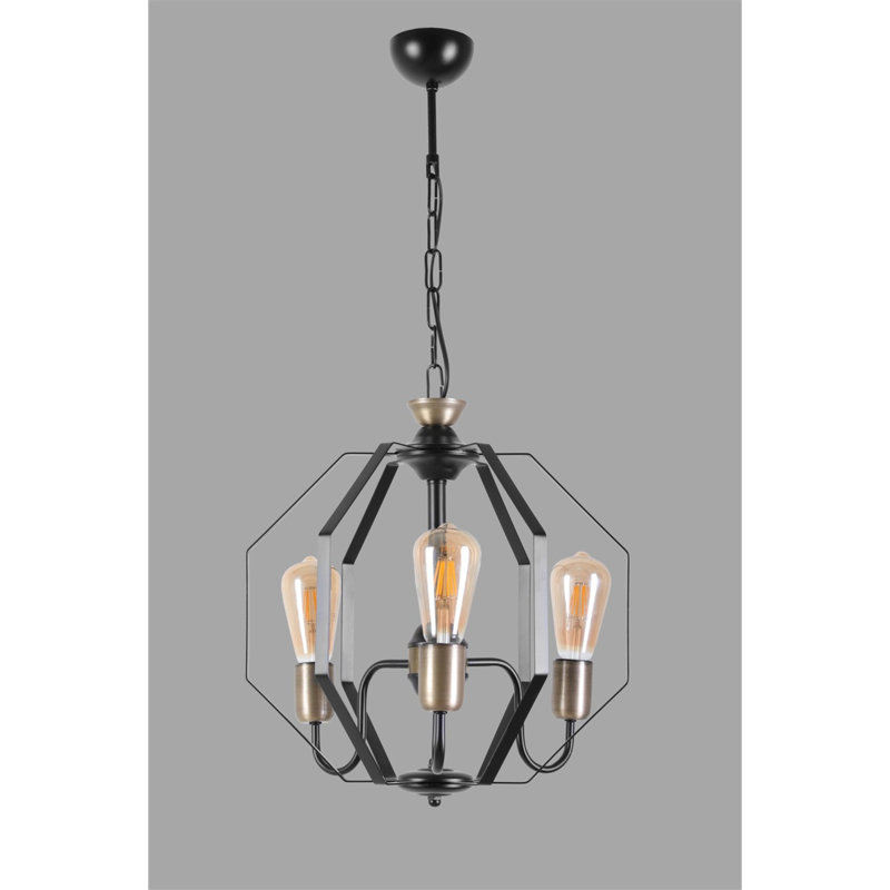 Lustre géométrique à 3 lumières Rhymer, Noir