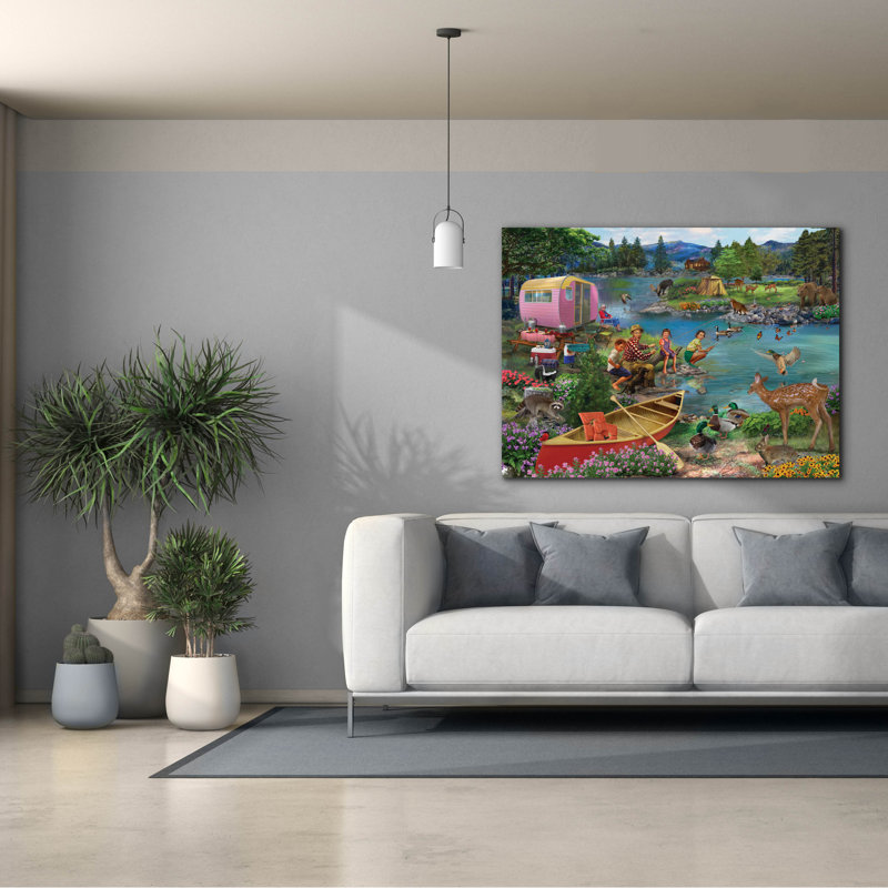 'Angling For Fun' by Bigelow Illustrations Canvas Wall Art, 40" H x 54" W x 1.5" D