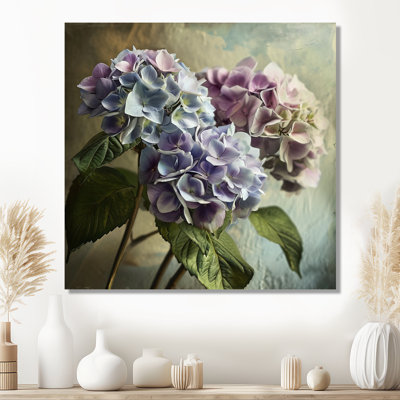 Fleurs rétro d'hortensia mauve - salon d'art mural hortensia