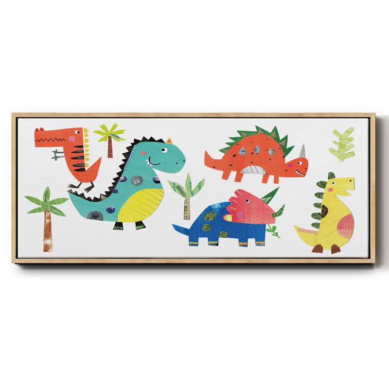 Dino Party- Framed Canvas, 8" H x 20" W