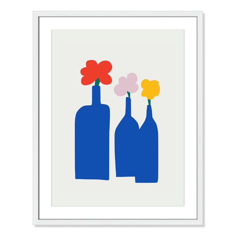 «Bold Blooms Trio Print» par Dean, Blanc satiné, L 23,5 po x H 29,5 po, Matted Print