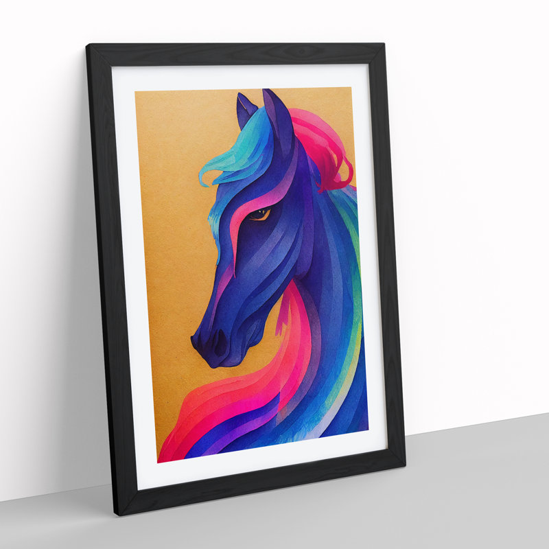 XV1022-5137X Horse No.5 - Single Picture Frame Painting, 64cm H x 46cm W x 2cm D, Black