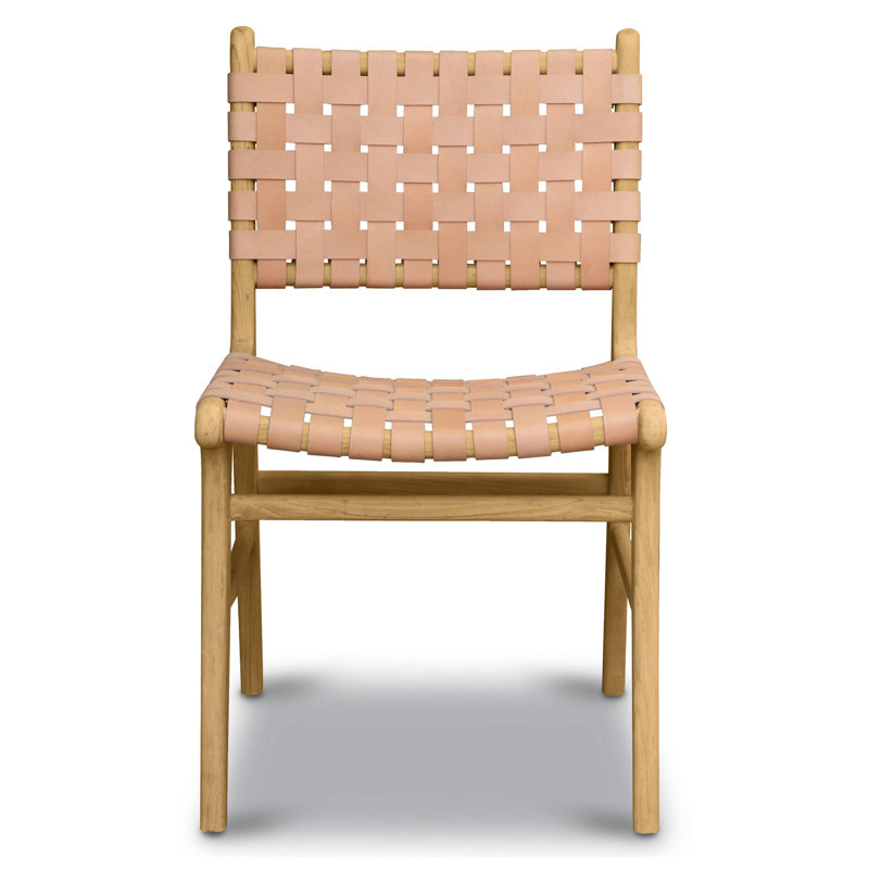  Teak & Leather Dining Chair, Roussâtre, naturel