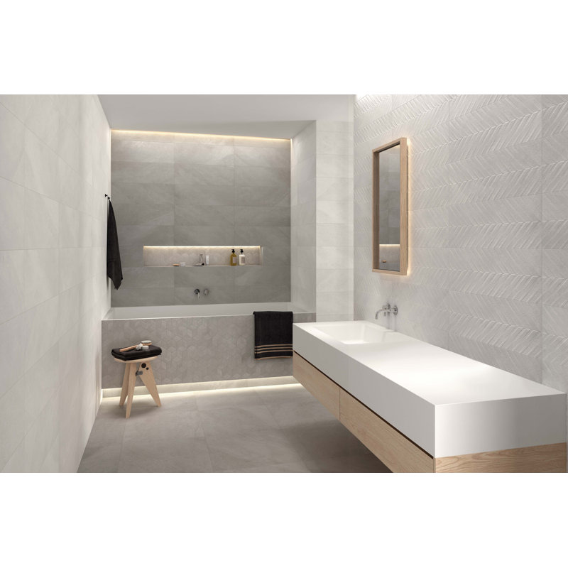 Textuality 16" x 47" Ceramic Wall Tile, White