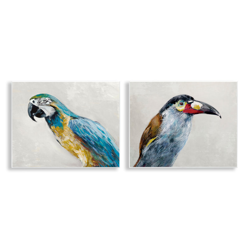 Ensemble de 2 plaques murales Toucan et perroquet, design par Jacob Q