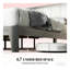 Structure de lit plateforme tapissier avec lattes en bois, grand lit, tissu beige et gris