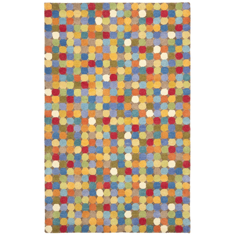Candelo Hand Tufted Wool Polka Dots Rug, Rectangle 3'6" x 5'6"