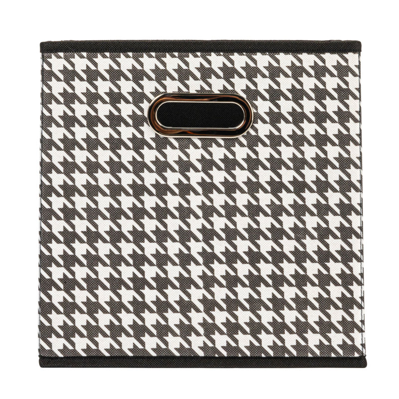 Houndstooth Black and White Fabric Collapsible Storage Cube Set