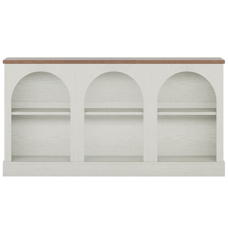 Chiswick 63" Long Wooden Farmhouse Entryway Console, White/Brown