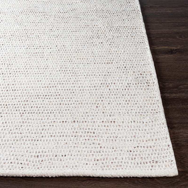 Tapis d'intérieur / extérieur beige tissé à plat à la main Sang, Rectangle 5 pi x 7 pi 6 po