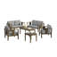 Ensemble de patio extérieur en teck Junco pour six personnes avec coussins et deux tables-930960647-930960651