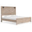 Très grand lit à panneau Hara avec 2 appliques murales, bois gris-blanc rustique clair-118778082-118778080