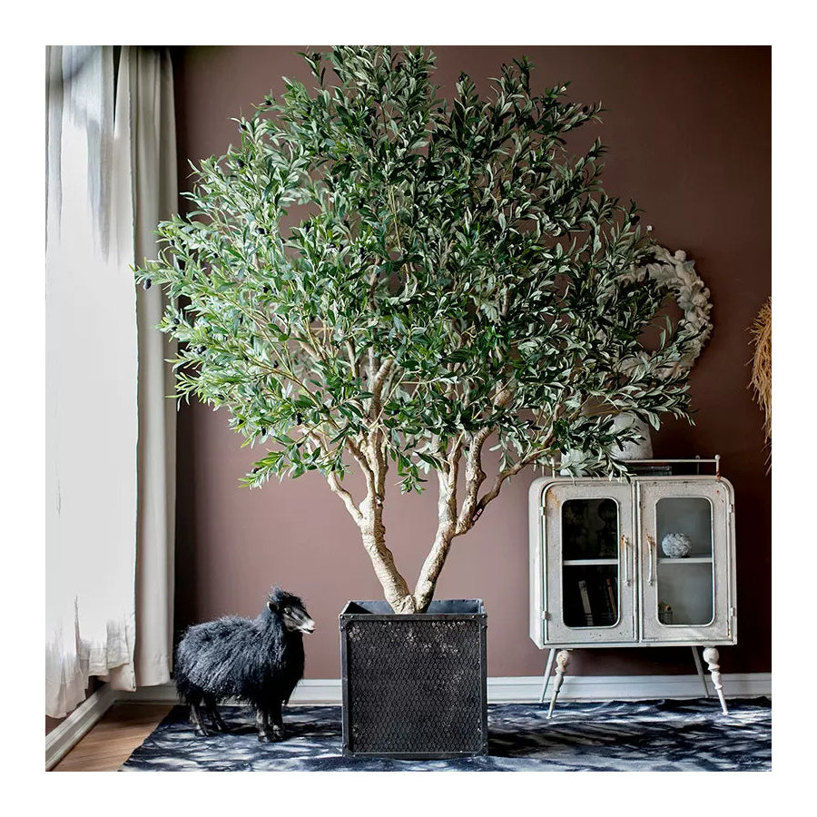 91" Artificial Olive Tree Tree in Free Standing