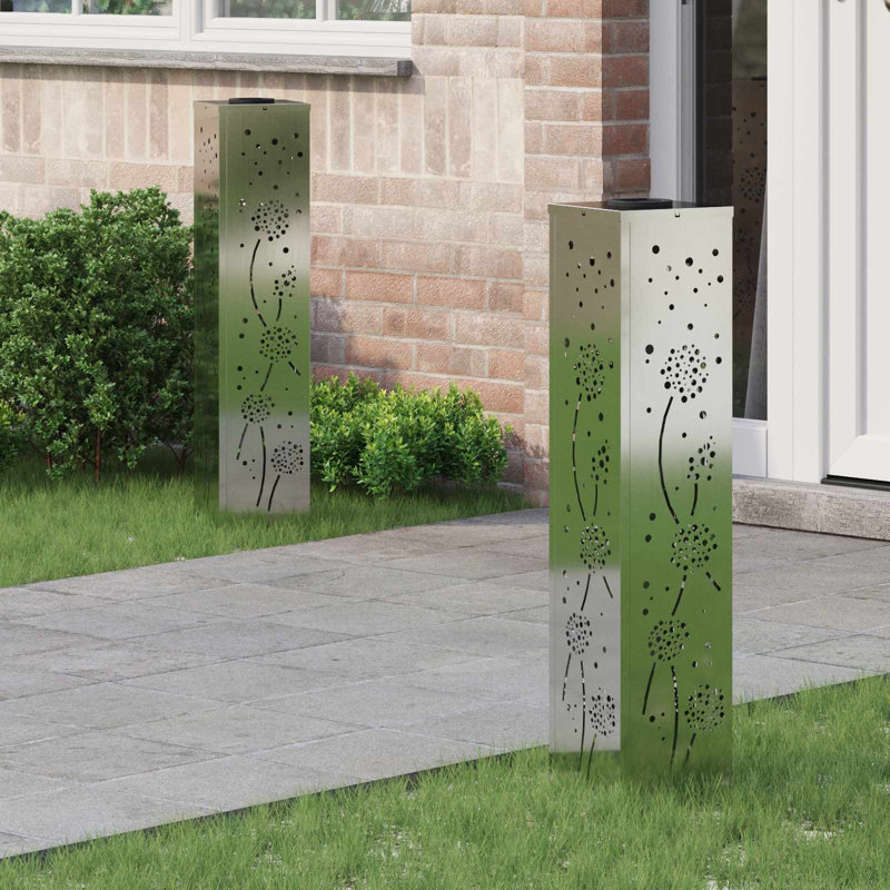 Solar Powered Steel Pathway Light, 80cm H x 18cm W x 18cm D, Light Silver
